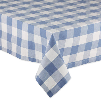 DII Buffalo Check Collection, Classic Farmhouse Tablecloth, 52 x 52, Stonewash Blue