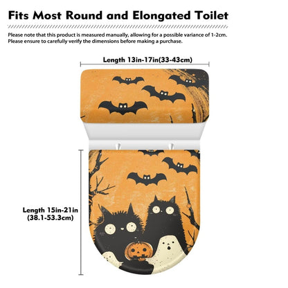 Kathyboom Halloween Ghost Bat Toilet Lid Cover Anti Splash Dust Resistant Covers with Elastic Edge Stretchable Toilet Seat Covers Keep Bathroom Toilet Clean