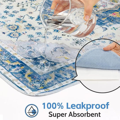 Washable Pee Pads for Dogs, 2 Pack Reusable Puppy Training Pads 60"x48" Super Absorbent Waterproof Dog Training Pads, Non-Slip Potty Pads, Whelping Pads Litter Mat Blue Medallion