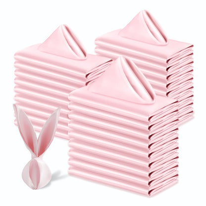 Cobedzy 60 Pack Satin Table Cloth Napkins, 17x17 Inch Blush Pink Silky Wedding Napkins Cloth Washable, Luxury Dining Table Cloth Napkins Set for Birthday Holiday Party Dinner Restaurant