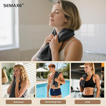 SEMAXE Gray Hand Towels for Bathroom, Quick-Drying, Easy Care