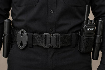 JAY-PEE Teardrop Leather Badge Holder with Belt Clip, Tactical Black Leather Carrier with Hook and Loop Closure, Belt Mounted Law Enforcement Badge Holder, Security Duty Gear Accessory, Made in USA