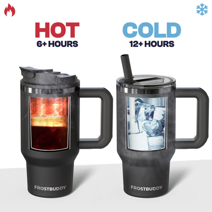Frost Buddy Thicc Buddy - 16 oz Stainless Steel Vacuum Insulated Tumbler with Lid and Straw for Water - Travel Mug Cupholder Friendly - Gifts for Women Men Him Her (Aurora)