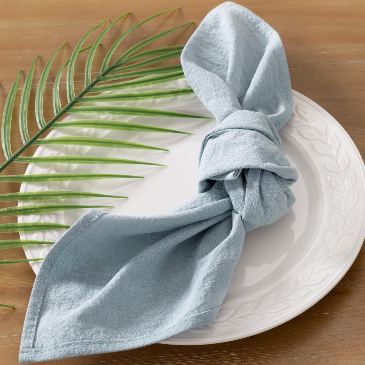 Socomi Cloth Napkins Grey Blue Fall Thanksgiving Washable Reusable Bulk Linen Cotton Napkins Set of 6 17"x17" for Wedding Party Bridal Baby Shower Birthday Dining Table Decorations