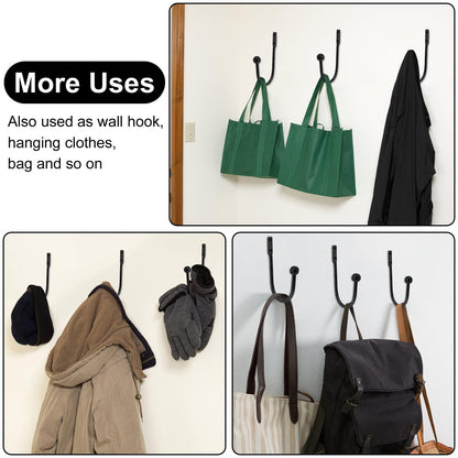 Curtain Holdbacks 4 Pack,Wall Mounted Black Window Curtain Hooks for Wall