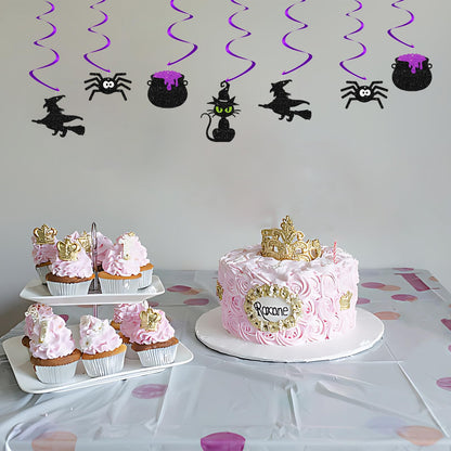 24pcs Halloween Hanging Swirl Decorations, Witch/Cauldron Signs Ceiling Whirl Streamer Hanging Banner, Baby Is Brewing Hanging Swirls for Halloween Party Decoration