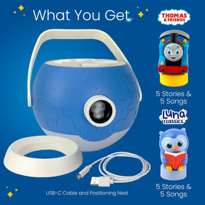Kids Book Projector – 5 Thomas & Friends and 5 Classic Read-Aloud Stories, 10 Songs & Night Light & Soothing Dream Music | Children Ages 3+ Storytime Projector for Kids & Toddler | Toys, Owl & Thomas