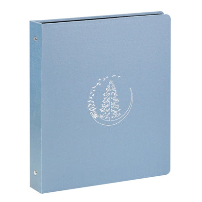 Premium Linen 3 Ring Binder 1 Inch - Decorative Hardcover Binder with Round Rings, Holds 8.5 x 11 Letter Size Paper for School, Office, Home Organization & Presentation, Moon Tree, Blue