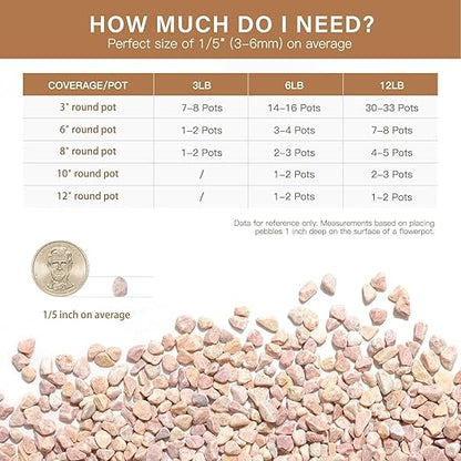 NUPICK 12 lbs Pebbles for Indoor Plants, 1/5 Inch Pea Gravel for Fish Tank, Decorative Rocks for Succulent, Natural River Stones for Vases, Cactus, Landscaping, Bird Bath, Aquarium, Peach