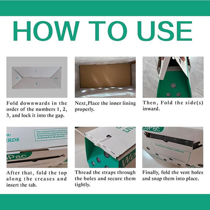 6 Pack Single Live Bird Shipping Boxes, Live Chicken Shipping Boxes, Poultry Shipping Boxes has Ventilation Openings, Cardboard Pet Carrier for Chicken, Bird, Duck, Pigeons, Canaries 17.7x7.8x11.8 in
