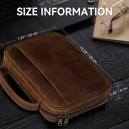 Carpetene Genuine Leather Bible Cover Cowhide Bible Case for Men Women Church Bag Protective Book Holder with Double Zippers Full Grain Leather Portfolio Organizer Bible Carrying Case with Handle