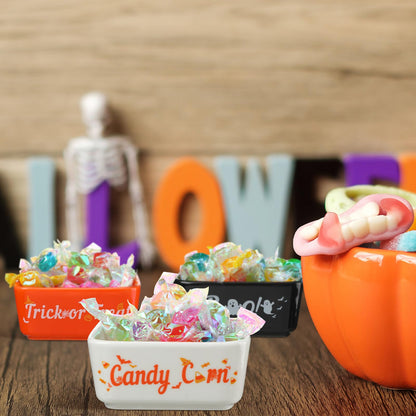 Tanlade 3 Pcs Halloween Candy Bowl Mini Dish for Tiered Tray Decoration, Ceramic Candy Corns Bowl, Party Supplies Holder for Farmhouse Home Housewarming Gift