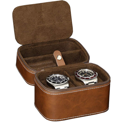 ROTHWELL 2 Watch Travel Case Storage Organizer for 2 Watches | Tough Portable Protection w/Zipper Fits All Wristwatches & Smart Watches Up to 50mm