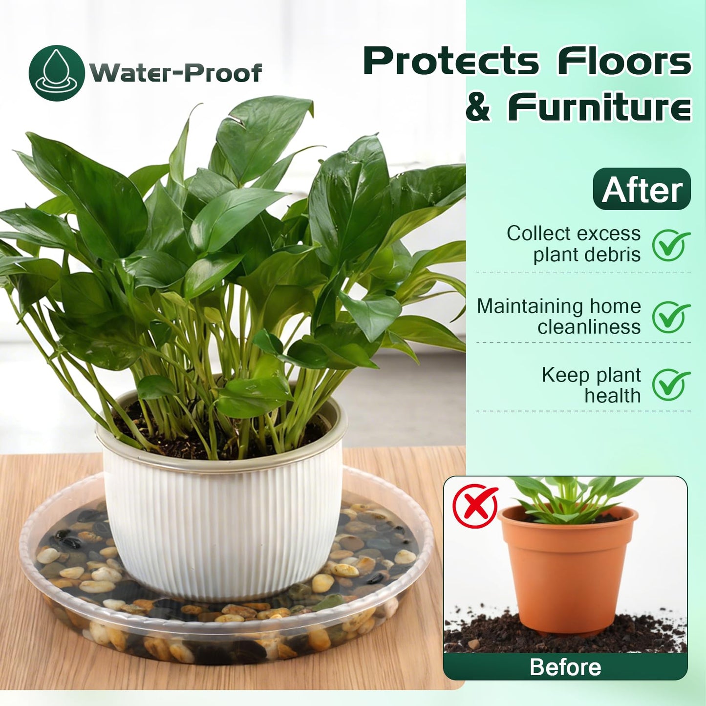 WTXHOP 5 Pack 11 Inch Clear Plant Saucers, 5 7 9 11 13 15 Inch Plastic Plant Trays for Flower Pots Plant Drip Water Catcher Tray Indoors Outdoor (11 Inch)