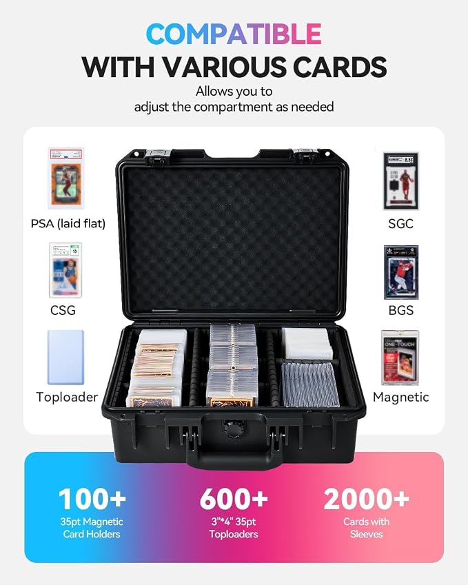 Card Cases for Sports Trading Graded Cards Storage Box Holder Organizer | with Spring Buckles Waterproof Hard Case Organizer for Baseball Slab BCW MTG TCG Zion Top Loader Rigid Magnetic Card Sleeve