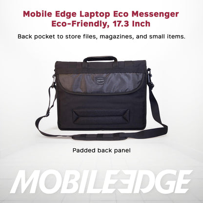 Mobile Edge ECO Laptop Messenger Bag for Men and Women, Fits Up To 17.3 Inch Laptops, Travel Work Computer Bag, Cotton Canvas, Padded Pockets, Black