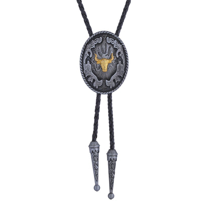 Btilasif Bolo Tie for Men Women,Longhorn Bull Bolo Tie Western Cowboy Vintage Leather Necktie Necklace