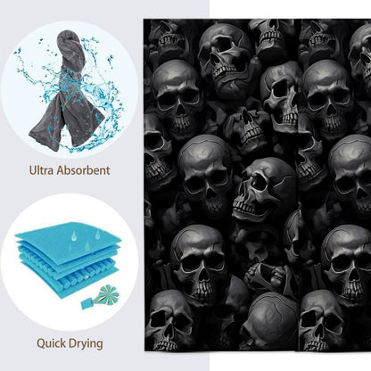 Turamurra Hand Towels Set of 2 Black Skull Themed Towels for Bathroom Decorative, Bath Towels, Soft Absorbent Towels for Farmhouse Home Decor Gifts for Women 14 x 28 in