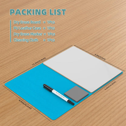 Portable Small White Board,Reusable Dry Erase Board with Stand,Desktop Whiteboard for Office Meeting Bussiness Home 9" x 6" with Marker, Wipe Cloth (Blue)