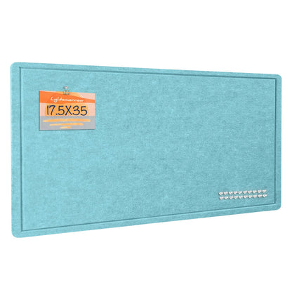 Lightomorrow Bulletin Board, 35 x 17 1/2 inches Felt Board - Decorative Pin Board, Cork Board Alternative for Wall, Foldable Self-Adhesive Vision Board Prayer Board with 20 Pushpins-Turqoise Blue