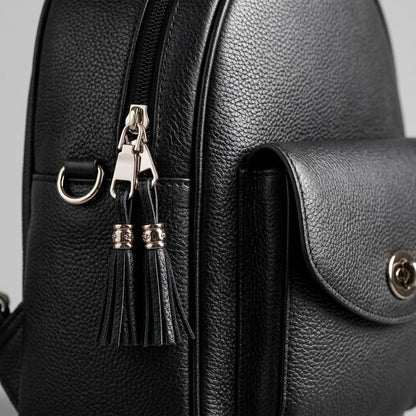 Rosvovo Mini Leather Backpack for Women - Anti-Theft Small Purse with Secured Zipper & Tassel