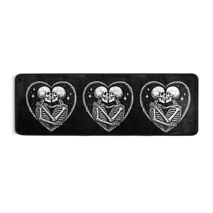 ALAZA Skull Skeleton Love Heart Black Runner Area Rug Non Slip Floor Mat for Hallway Entryway Living Room Bedroom Dorm Home Decor 72x24 inches