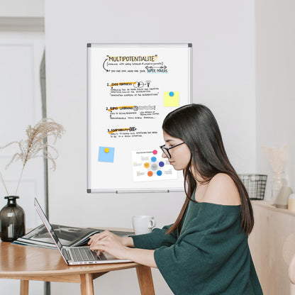 WALGLASS 3 Pack White Board, 24" x 18" Double-Sided Dry Erase White Board for Wall, Hanging Mounted Whiteboard, Horizontal or Vertical Silver Aluminium Frame for Home, School, Office, Kitchen