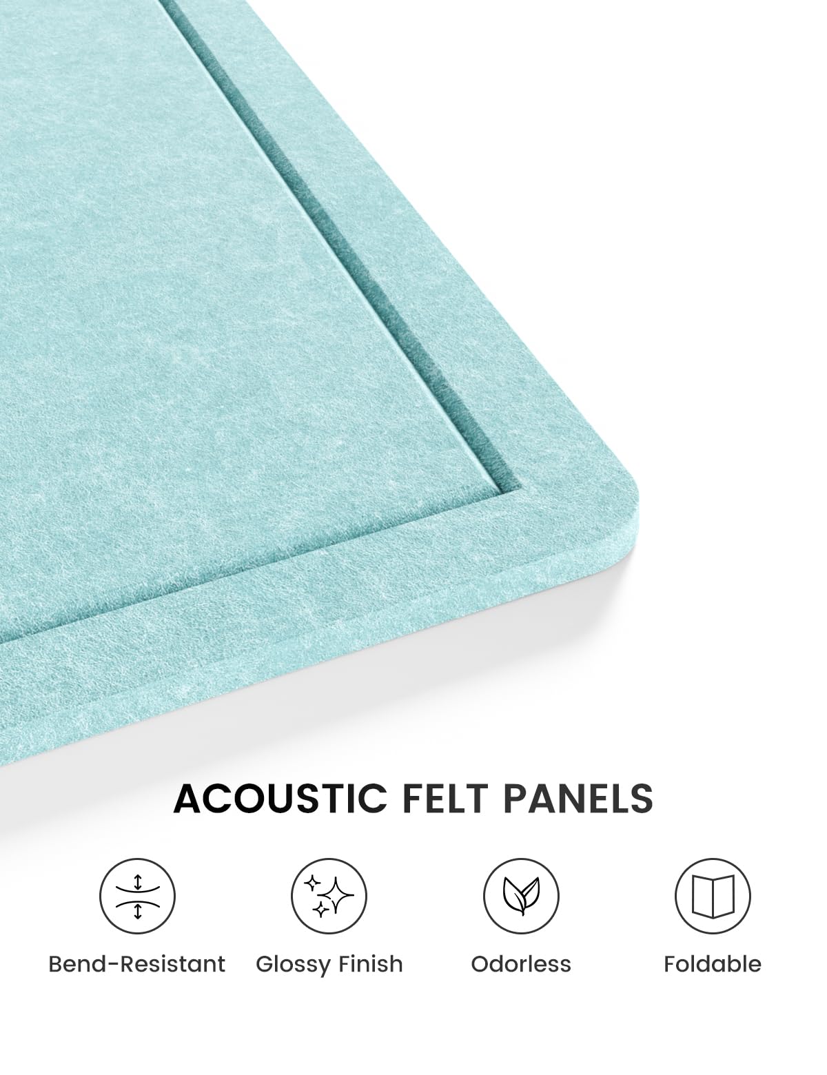 Fluxynara Large Bulletin Board, 47.2" x 35.4" Cork Board Alternative with 24 Safe Removable Adhesive Tabs, Foldable Felt Pin Board for Home Office, Classroom, Bedroom,Entryway for Walls—Aqua Blue