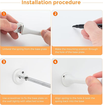 Ravinte Door Stoppers, 6 Pack White Spring Door Stops with Rubber Bumper, Door Stoppers for Bottom of Door