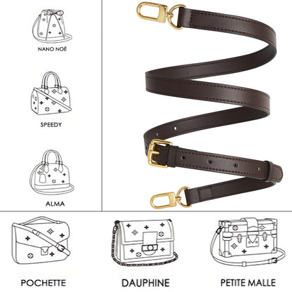 YAZHIMI Vachetta Leather purse strap Genuine Leather Adjustable Replacement Strap for Shoulder Bag Handbag Purse (Coffee-leather crossbody strap)