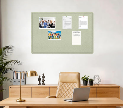 Bulletin Board - 35 x 17.5 inches Decorative Felt Pin Board - Cork Board Alternative for Wall - Foldable Photo Board Self-Adhesive Prayer Board with 20 Pushpins - Sage Green