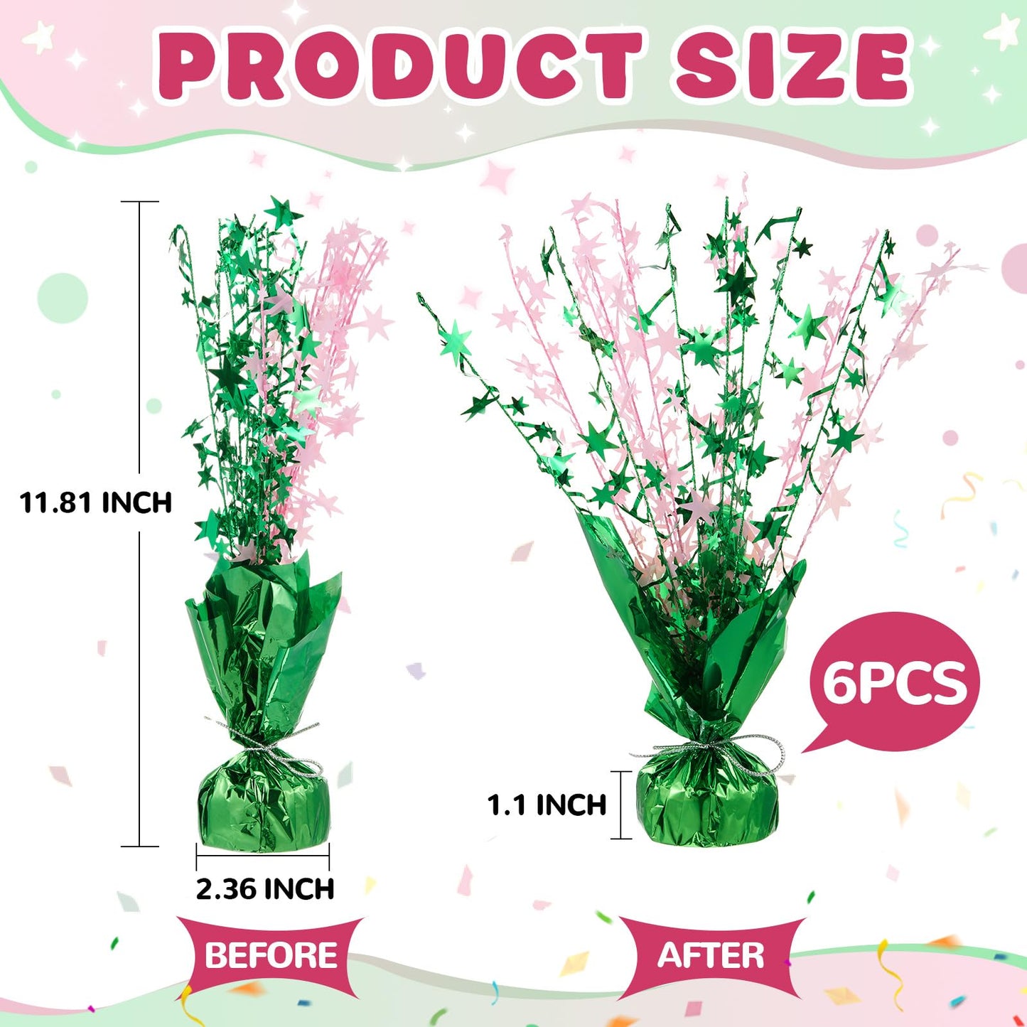 Geelin 6 Pack Witch Theme Party Supplies Pink and Green Metallic Foil Spray Centerpiece Star Table Decoration for Birthday Wedding Anniversary Graduation Holiday Party Supplies Decor