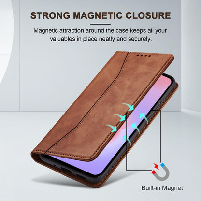 Jasonyu Flip Wallet Case for Samsung Galaxy A37 5G,Leather Magnetic Folio Cover with Card Holder,Kickstand - TPU Shockproof Durable Protective Phone Case,Brown