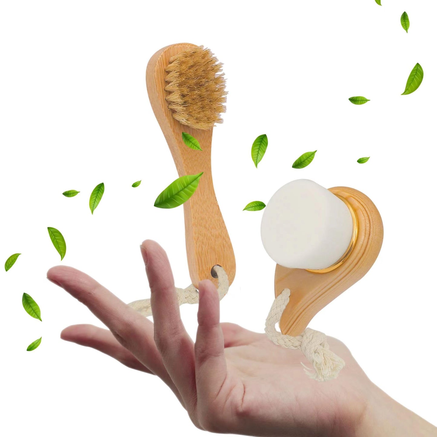 Premium Face Scrubber Set, Facial Cleansing Brush for Exfoliator, Natural Bristle Face Scrubber for Lymphatic Drainage, Unclog Pores, Sensitive Skin, Reduce Ance