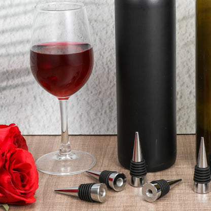 25 Pieces Wine Bottle Stopper Set Kit Reusable Decorative Bottle Stoppers Stainless Steel Wine-Bottle Stopper Kit for Kitchen, Bar, Gifts, Holiday Party, Wedding(Metal Silver)
