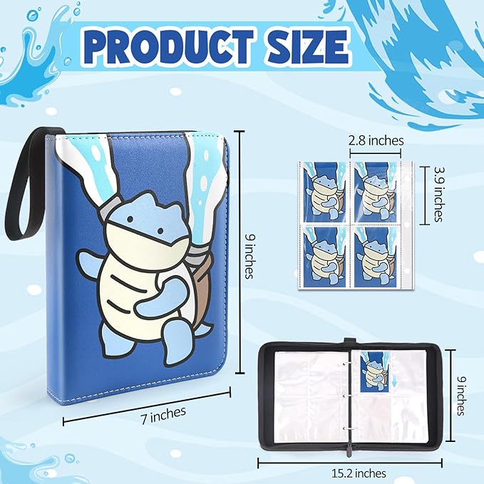 Collectible Trading Card Albums, 400 Card Holders with 50 Removable Sleeves, Portable 4 Pockets Collectible Trading Card Binder, PU Card Collection Binder for MTG, TCG, Sport Card, Game Cards