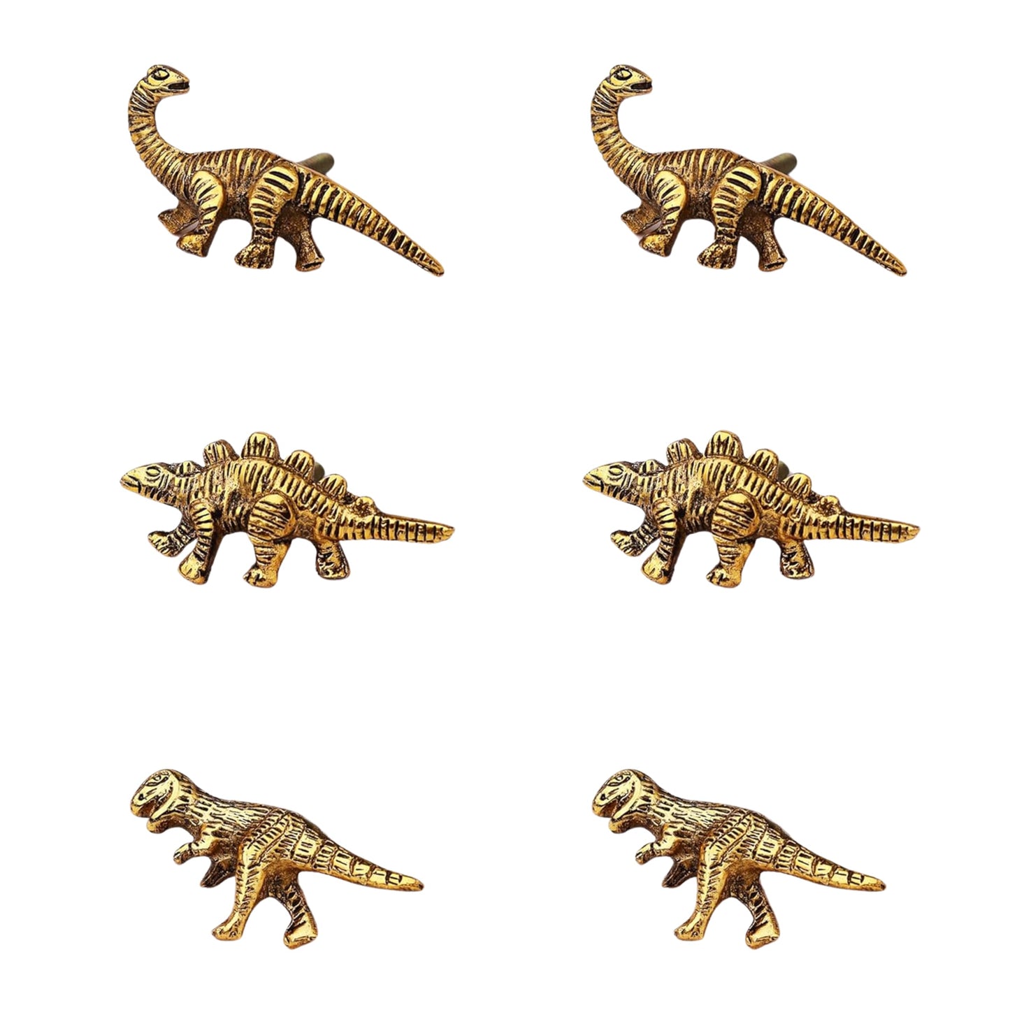 Indian Shelf 6 Pieces Cute Gold Dinosaur Drawer Knobs Kids Decorative Wardrobe Cupboard Door Knobs Pulls Handles for Home Furniture