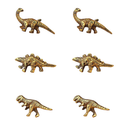 Indian Shelf 6 Pieces Cute Gold Dinosaur Drawer Knobs Kids Decorative Wardrobe Cupboard Door Knobs Pulls Handles for Home Furniture