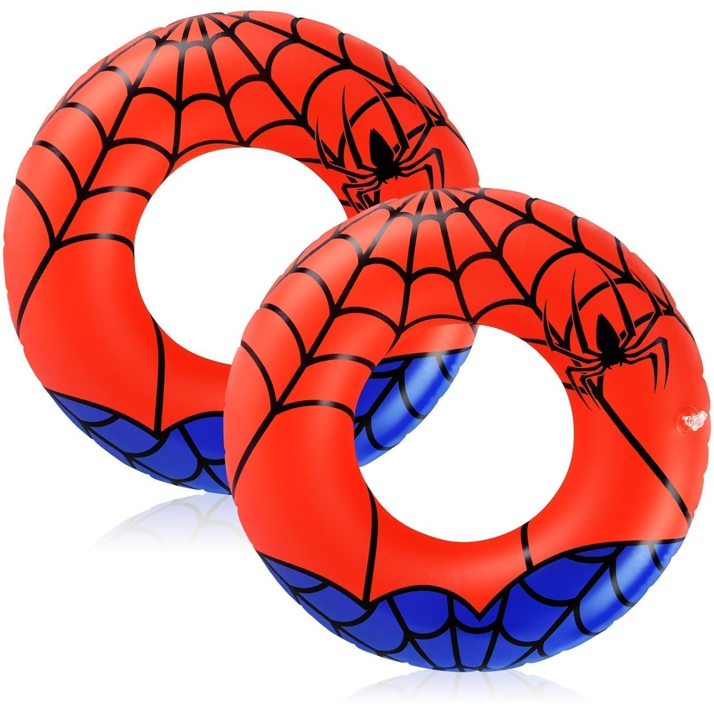 2 Pcs Spider Party Pool Floats, 24 Inch Web Pattern Swim Rings for Kids Ages 5-9 Pool Tube, Inflatable Pool Toys for Hawaiian, Beach, Water Park Fun