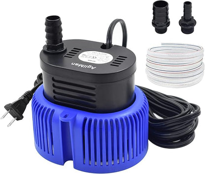 Pool Cover Pump above Ground - Submersible Water Sump Pump Swimming Water Removal Pumps, with Drainage Hose & 25 Feet Extra Long Power Cord, 850 GPH inGround, 3 Adapters