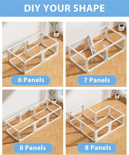 BUCATSTATE Acrylic Guinea Pig Cages 15.8"H, 7.8 sq ft Large Guinea Pig Playpen, Tool-Free Rabbit Cage Indoor, Small Animal Playpen with Door for Bunny, Piggies, Chicks (47"L x 24"W x 16"H, 6 Panels)