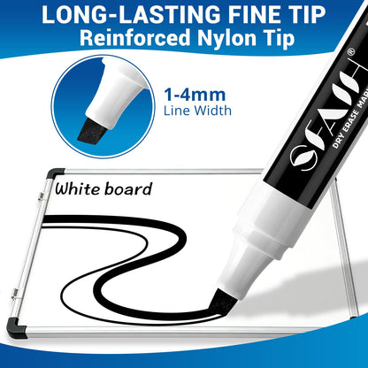 SFAIH Dry Erase Markers Chisel Tip with Magnetic Whiteboard Eraser, 36 Bulk Pack Black White Board Markers for Teachers, Versatile Lines, 1s Quickly Dry, Essential Supplies for Office Teacher