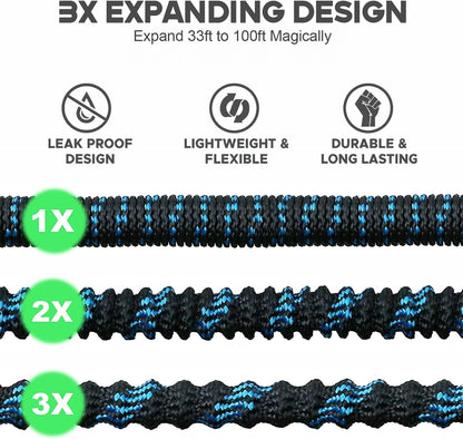 Expandable Garden Hose 75FT-Expanding Water Hose with Thumb-Controlled 10 Spray Nozzles&3750D Outer Fabric, Durable Collapsible Latex Core, Ultra Lightweight & Flexible