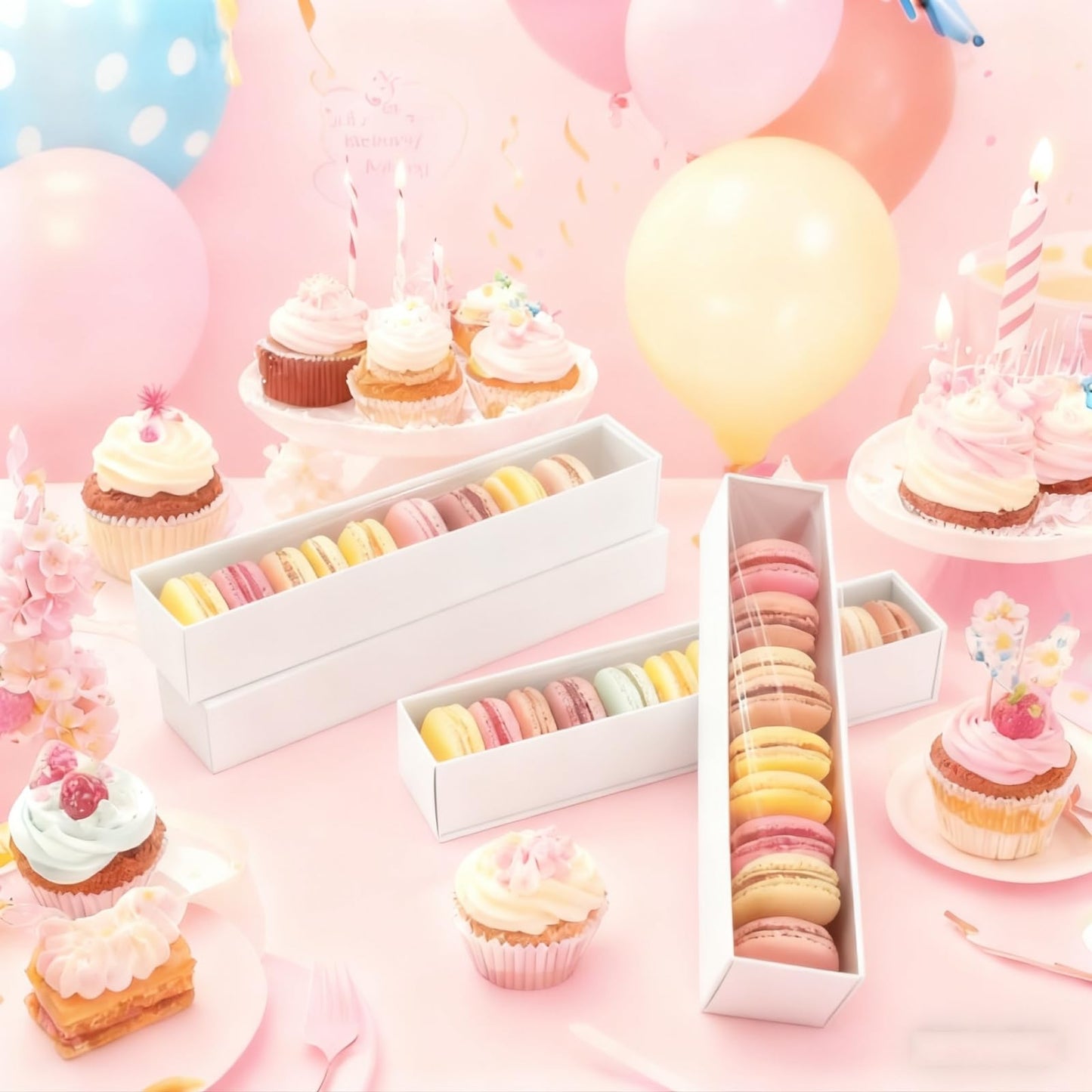 SLShePack 20Pack 12x2.25x2 Inches Chocolate Covered Strawberries Boxes for 6, Macaron boxes for 12, Long Box for Cocoa Bombs,Cookies,Truffle,Cake Ball