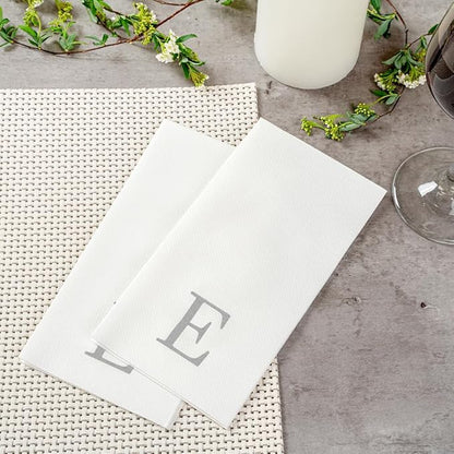 Luxenap 15.8 X 7.9 Inch Linen-Feel Guest Towels, 50 Lettered Hand Towels