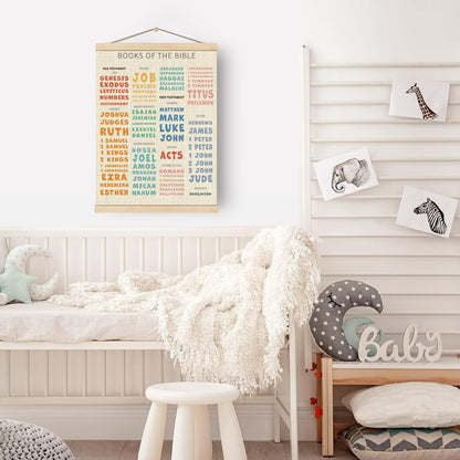 Boat Wades Bible Books Wooden Poster Hangers,Books of the Bible Poster Hanger Frame,Homeschool Decor,Christian Educational Verses Hanging Frames Decor for Christian Church Preschool Classroom16x24