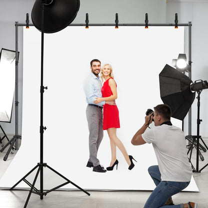 3-in-1 Adjustable Backdrop Stand 10 x 7.5 FT, Portable Photography Background Stand Kit with Carrying Bag, 6 Clamps & 2 Sandbags for Studio, Party, Video, Banner Display