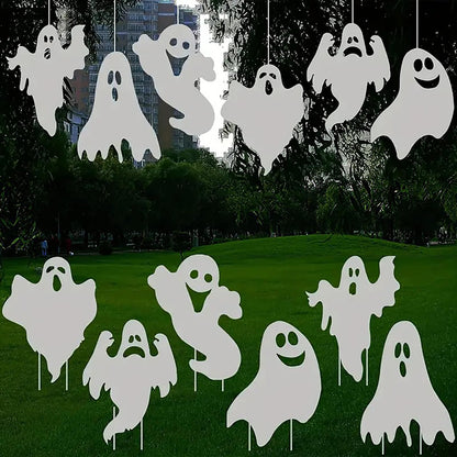 Halloween Yard Signs Outdoor Decorations - 6 PCS Ghost Stakes Outside Decor - Double Sided Party Decorative Signs for Yard Home Lawn Patio Garden ﻿