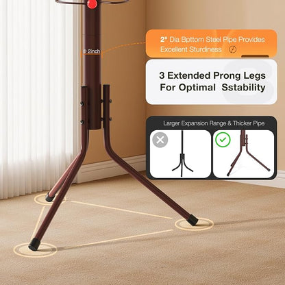 Coat Rack Freestanding,12 Hooks Metal Coat Racks with Umbrella Holder,Sturdy Hall Rree,Easy Assembly Coat Rack Stand for Hanging Scarf,Purse,Hats,Jacket(Brown)
