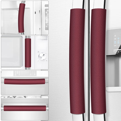 Royleath Refrigerator Handle Covers, Set of 6, Leather Kitchen Appliance Handle Covers, Keep Your Fridge Microwave Oven Stove or Dishwasher Clean, Stains Dirty Oils, Timesaver, Kitchen Decor(Burgundy)